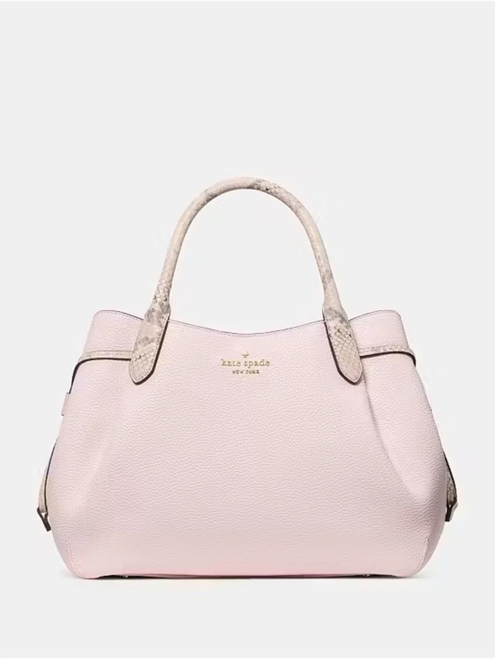 Kate Spade Dumpling Snake Embossed Large Satchel Bag Shimmer Pink